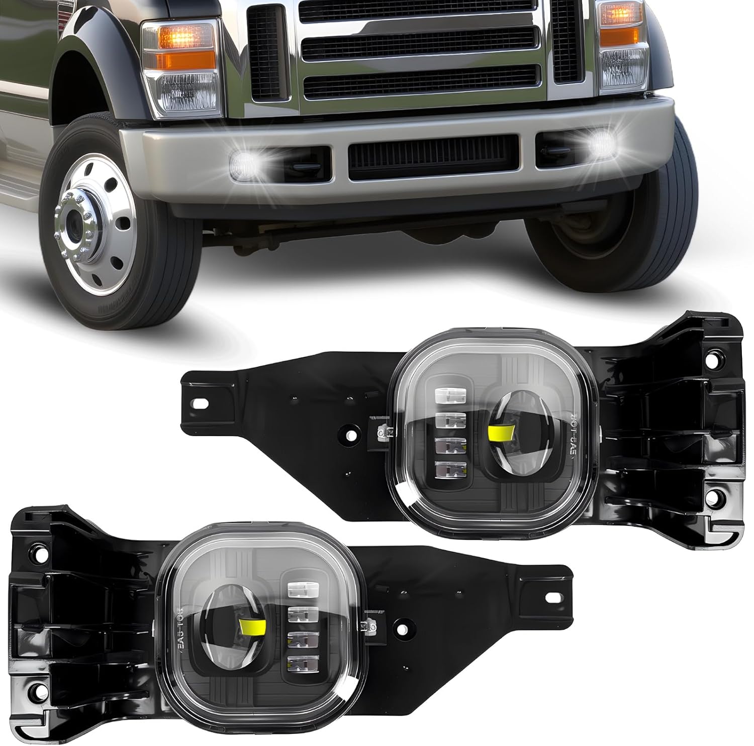 2005-2007 Ford F250/F350/F450/F550 Super Duty / 2005 Excursion Front Bumper LED Fog Lights Assembly