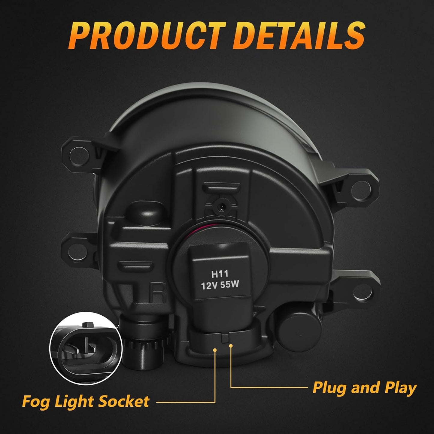mcooo Halogen Fog Lights,Compatible with 2016-2023 Toyota Tacoma(Fits SR,SR5 Model Only), Front Bumper Driving Light, with Wiring Harness, Switch,Easy to Install (Black Bezels)