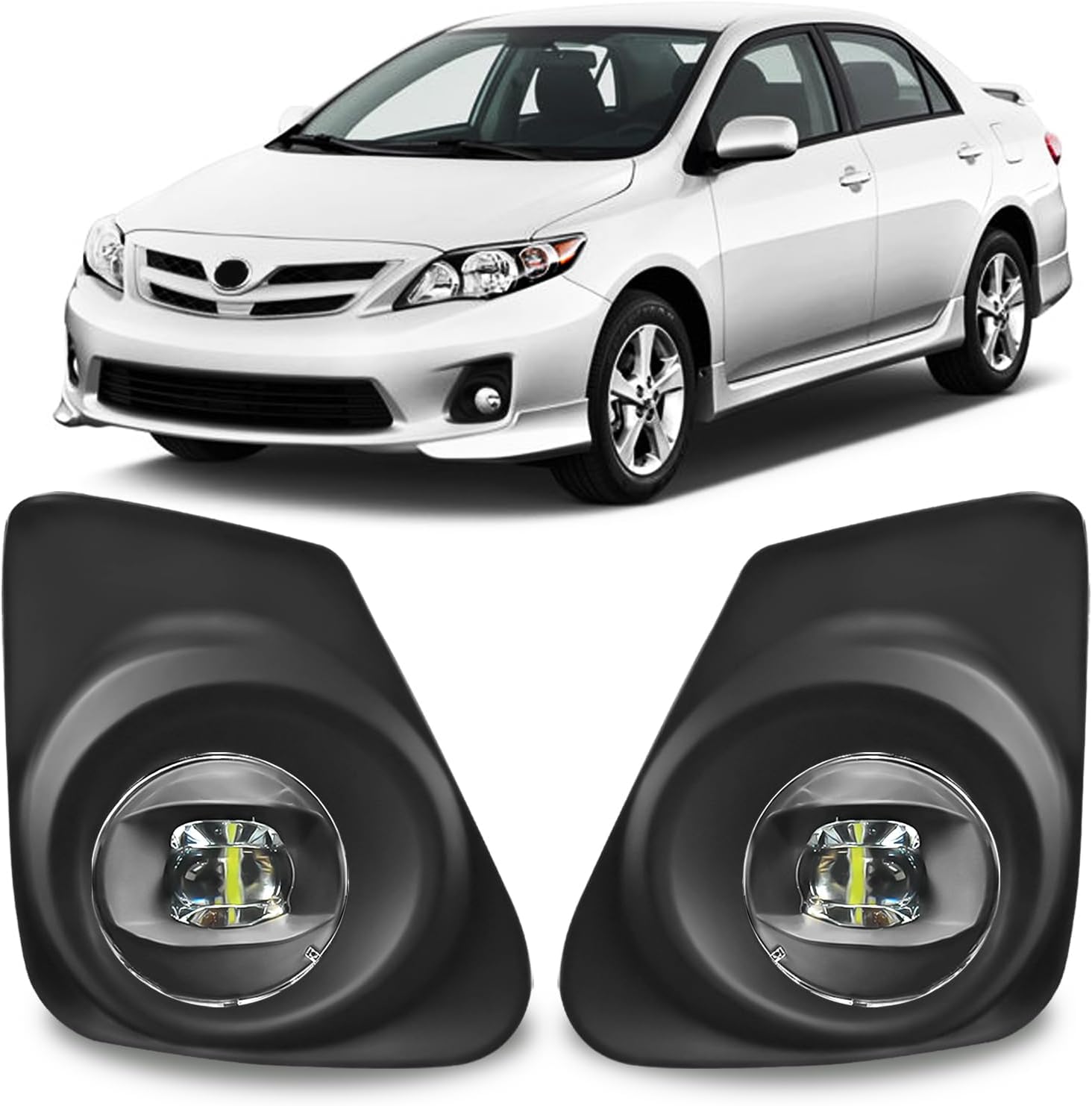 Mcooo LED Fog Lights Assembly Compatible with Toyota Corolla 2011 2012 2013, Bumper Driving Fog lamp Replacement, DOT Certified - 1 pair