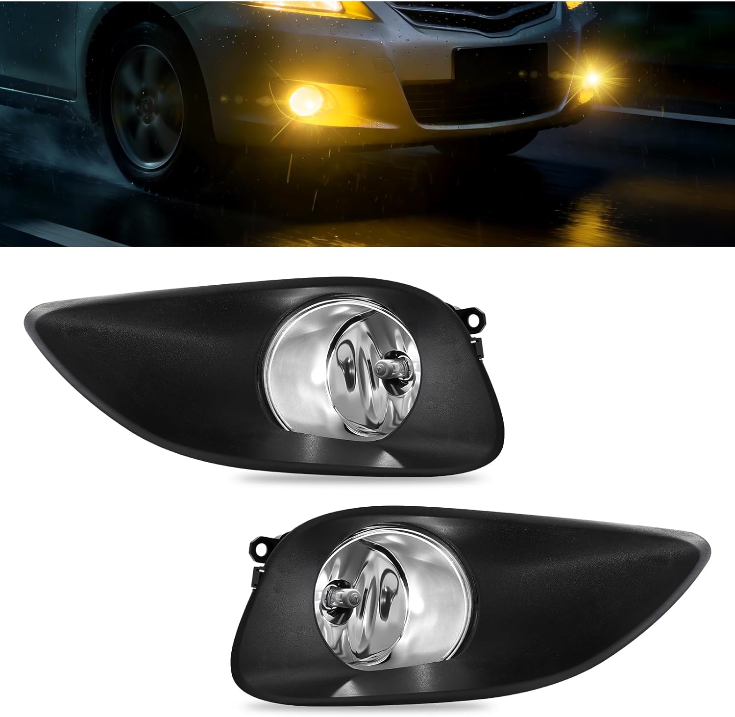 Mcooo Fog Lights Fit for 2008-2011 Toyota Vios/Yaris Bumper Driving Fog Lamps Assemblies w/Switch and Wiring Harness