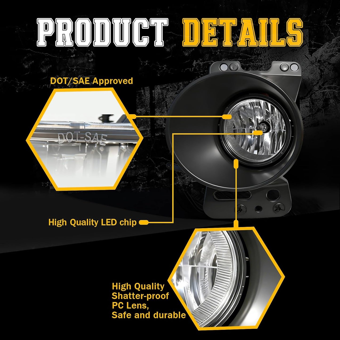 mcooo Front Driving Fog Lamps Assembly Fit for 2005 2006 2007 2008 Ford F150, 2006-2010 Lincoln Mark LT,DOT Certified - 1 Pair（Halogen Bulbs）