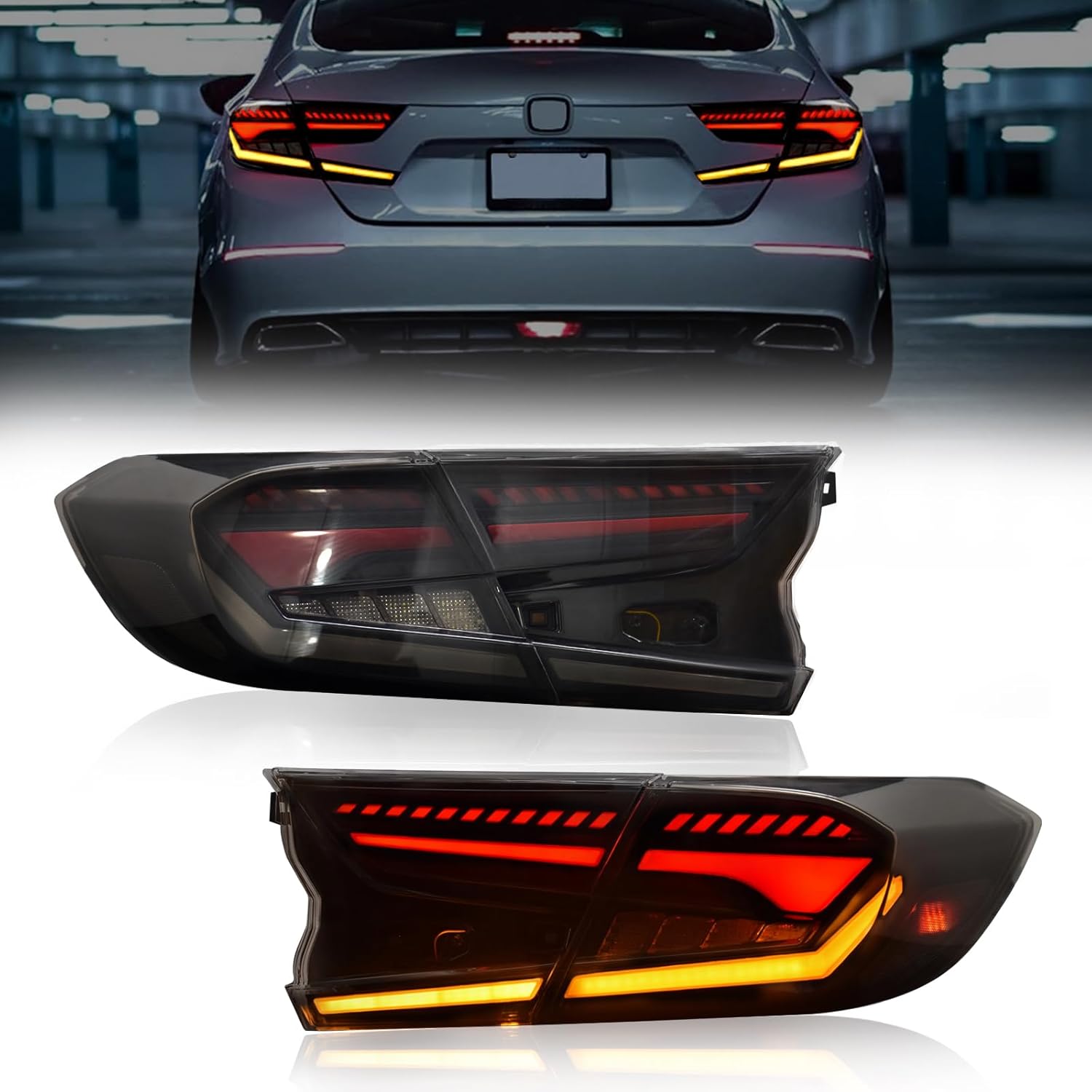 Mcooo Full LED Tail Lights for Honda Accord 2018 2019 2020 2021 2022 (10th & 10.5th Gen) | 18-22 Accord Rear Lights with Start-Up Animation, Turn Signals, Brake Lights, and Reverse Lights