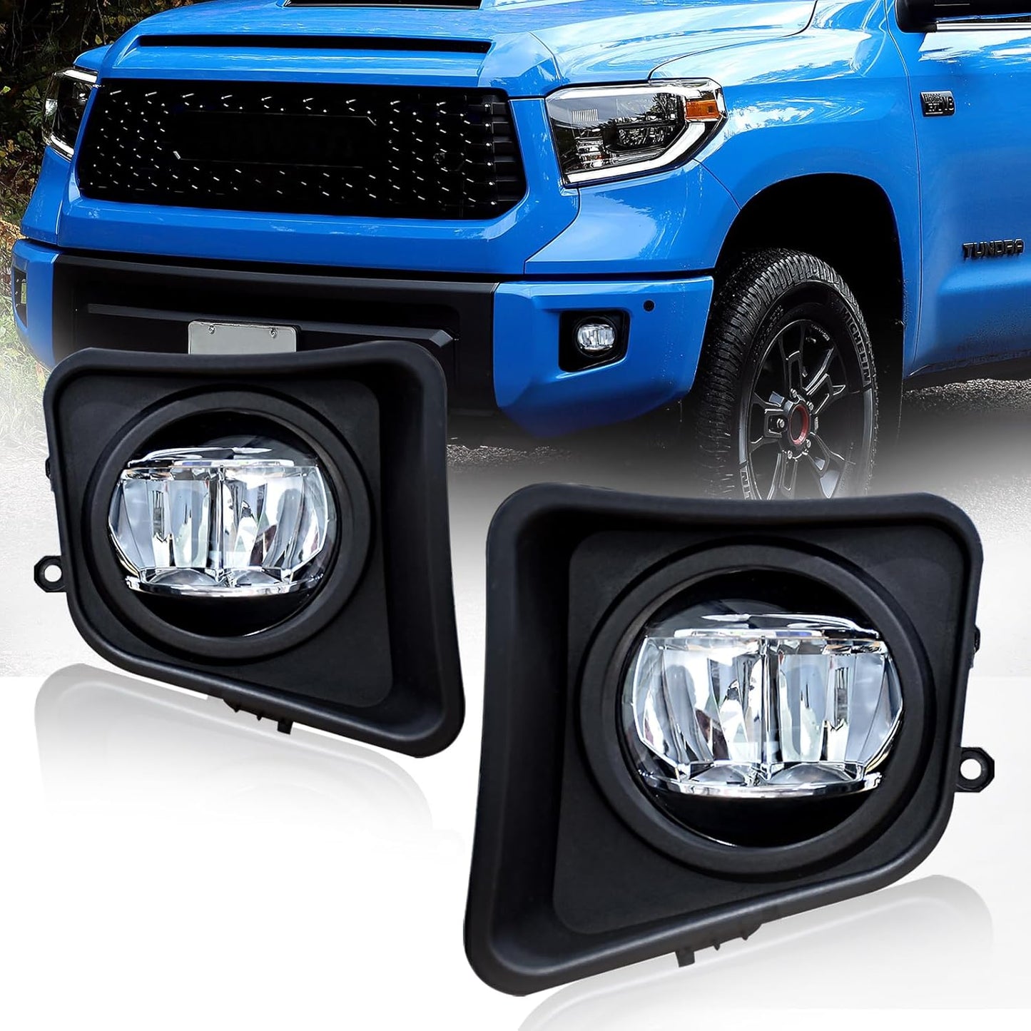 mcooo Led Fog Lights Compatible with 2014 2015 2016 2017 2018 2019 2020 2021 Toyota Tundra, 14-21 Tundra Front Driving Fog Lamps Kit, DOT Certified, Clear Lens - 1 Pair