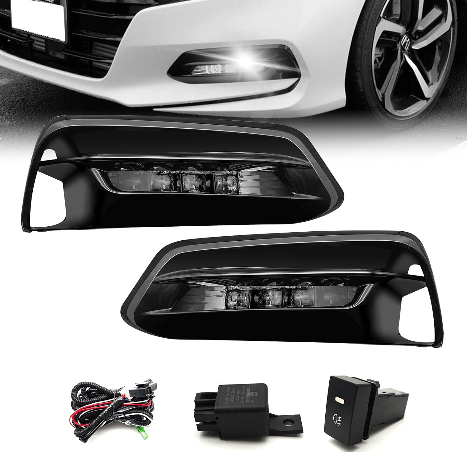 2018-2020 Honda Accord LED Fog Lights with DRL & Turn Signal | with Switch & Wiring Harness