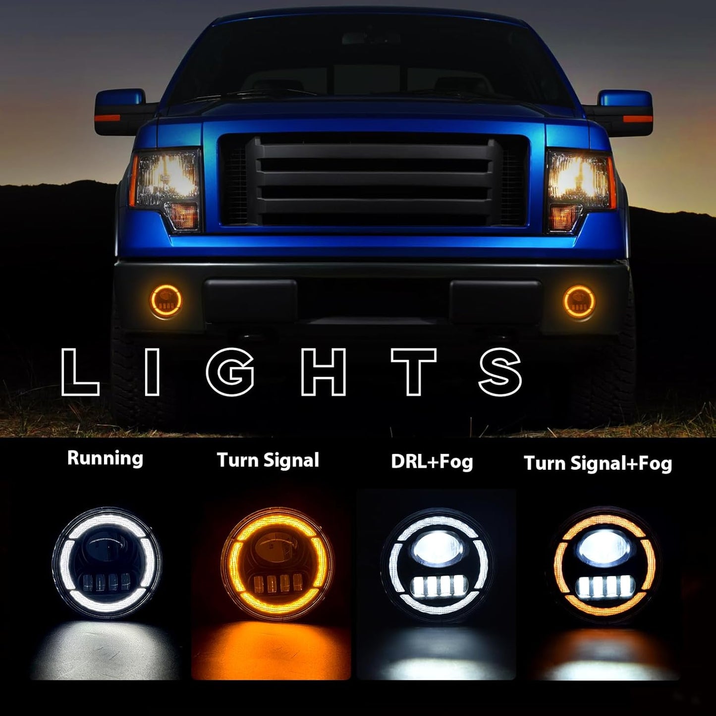 Led Fog Lights with DRL/Turn Signal for Ford F150 2006 2007 2008 2009 2010 2011 2012 2013 2014 Bumper Driving Fog Lamp