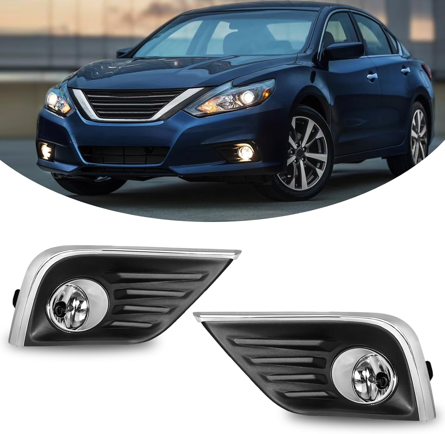 Mcooo Halogen Fog Lights,Compatible with Nissan Altima Sedan 2016 2017 2018,Front Bumer Driving Light Fog Lamp Assembly Kit with Wiring Harness, Switch,Plug and Play