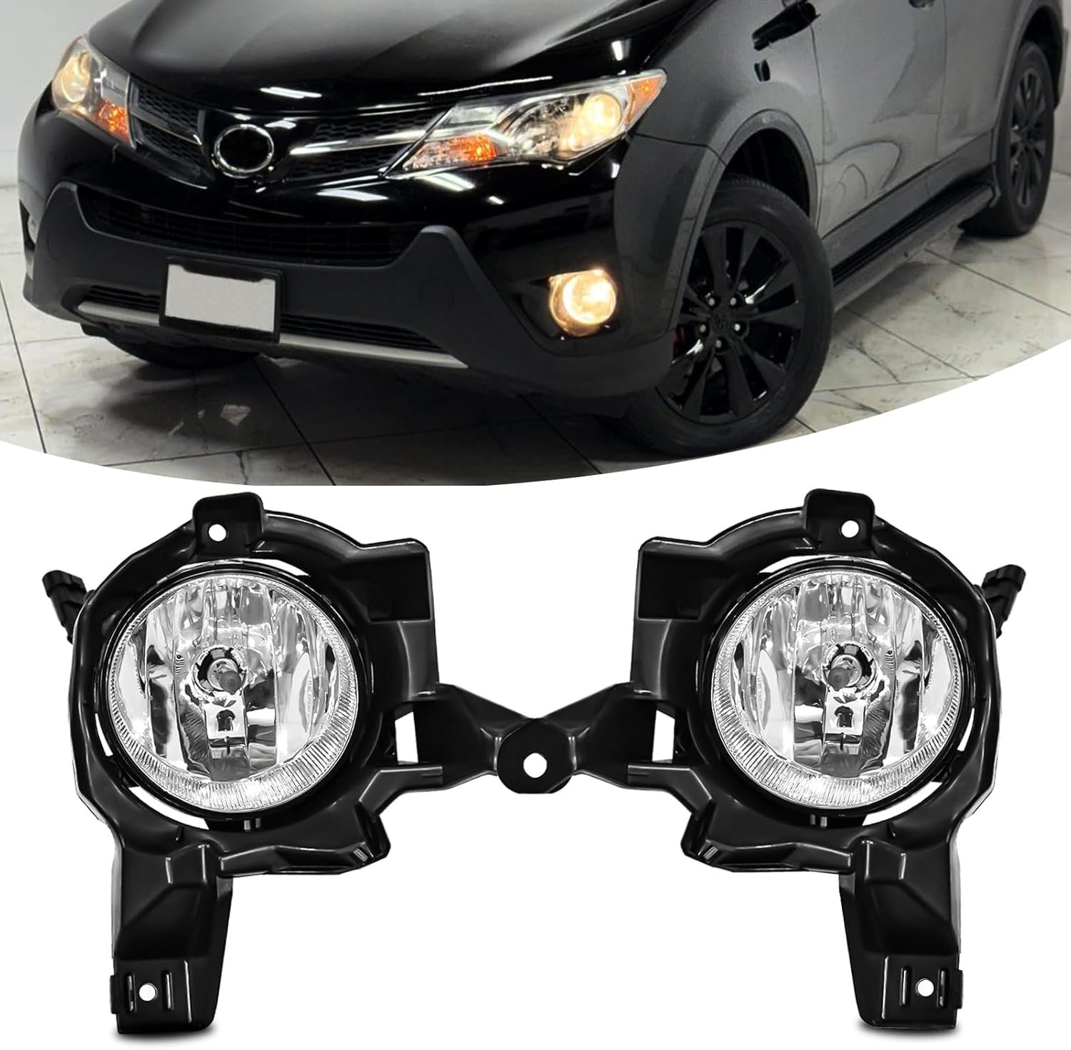 Mcooo Halogen Fog Lights For 2013 2014 2015 Toyota RAV4, Front Bumper Fog Lamps Replacement with Wiring Harness,Easy to Install