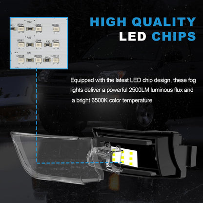 mcooo LED Fog Lights fit for Toyota 4Runner 2003 2004 2005, Front Driving Fog Lamps Assembly Replacement Kit (LED Fog Lights)