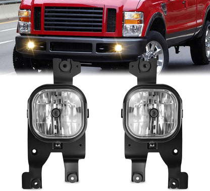 mcooo Fog Lights Compatible with 2008-2010 Ford F250 F350 F450 Super Duty Truck, Front Driving Lamps Clear Lens Assembly Replacement, DOT Approved (1 Pair Halogen Lamp)