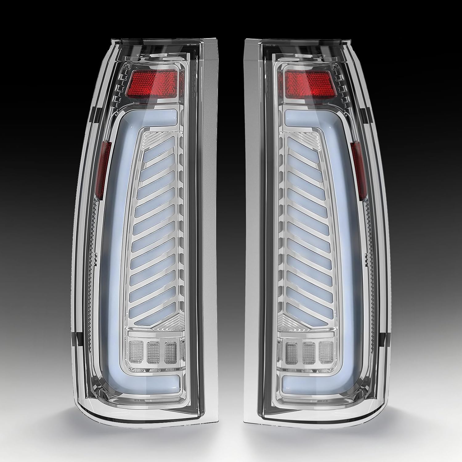 Mcooo Transparent Full Led Tail Lights Fit for 1988-1999 Chevy GMC C/K Pickup Truck Silverado Tahoe Suburban Sierra Yukon Dynamic Turn Signal Brake Light Reverse Light Starting Animated Rear Light Assembly