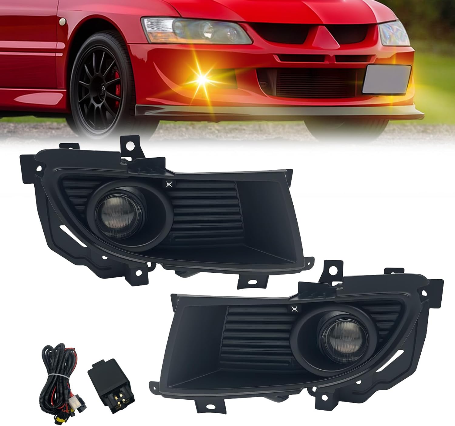 2004-2006 Mitsubishi Lancer Front Bumper Fog Lights – Clear Lens