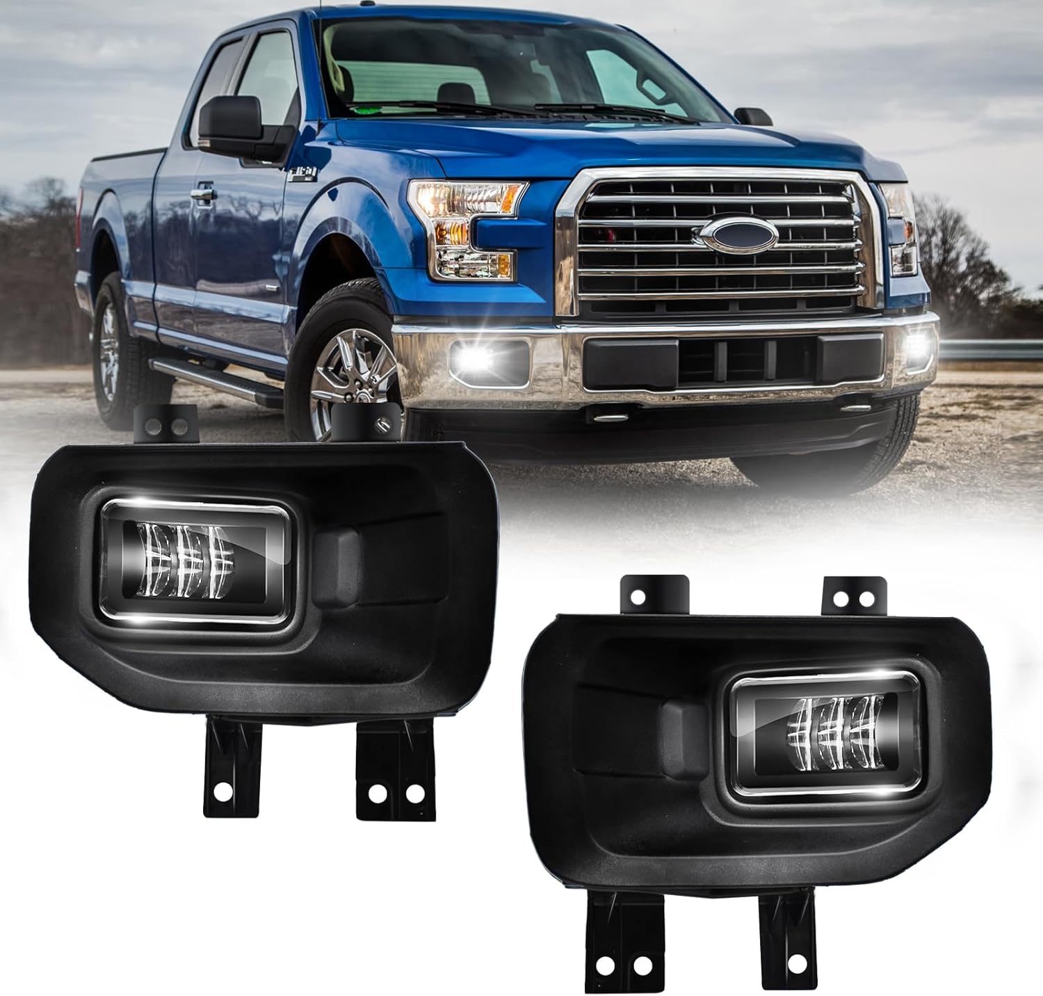 Mcooo LED Fog Light-For 2015-2017 Ford F150,Replacement Fog Light Assembly, Driving Fog Lamps,Waterproof,Easy to Install