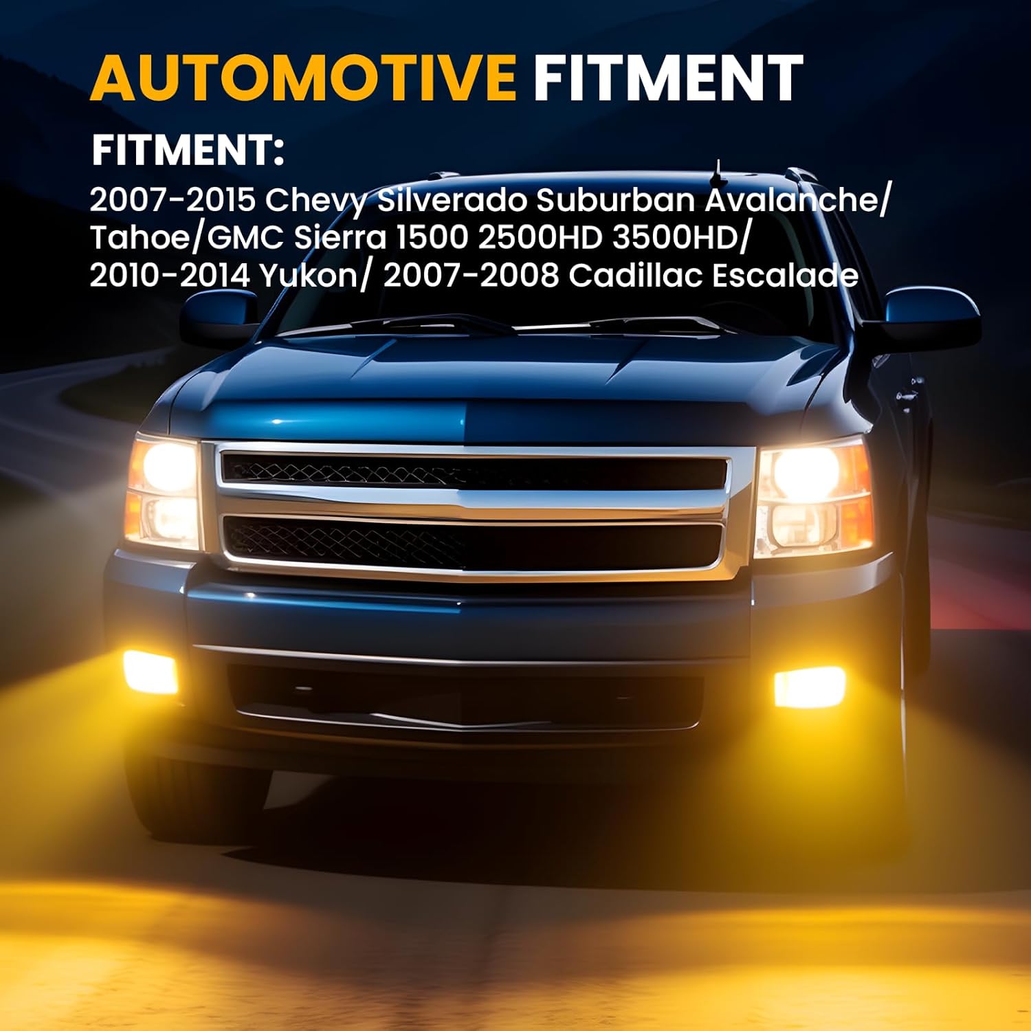 MCOOO LED Fog Lights with DRL and Turn Signal for 2007-2015 Chevrolet Silverado, Suburban, Tahoe, Avalanche and GMC Sierra 1500/2500HD/3500HD, 2010-2014 Yukon, 2007-2008 Cadillac Escalade – Yellow Lens