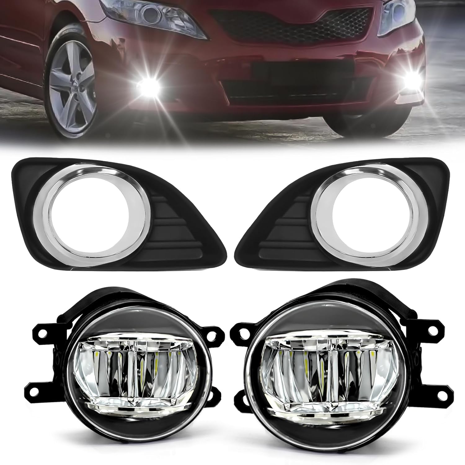 Mcooo LED Fog Lights-for 2010 2011 Toyota Camry,Fog Lamps Assembly Replacement,Include Switch, Wiring Harness,Plug and Play