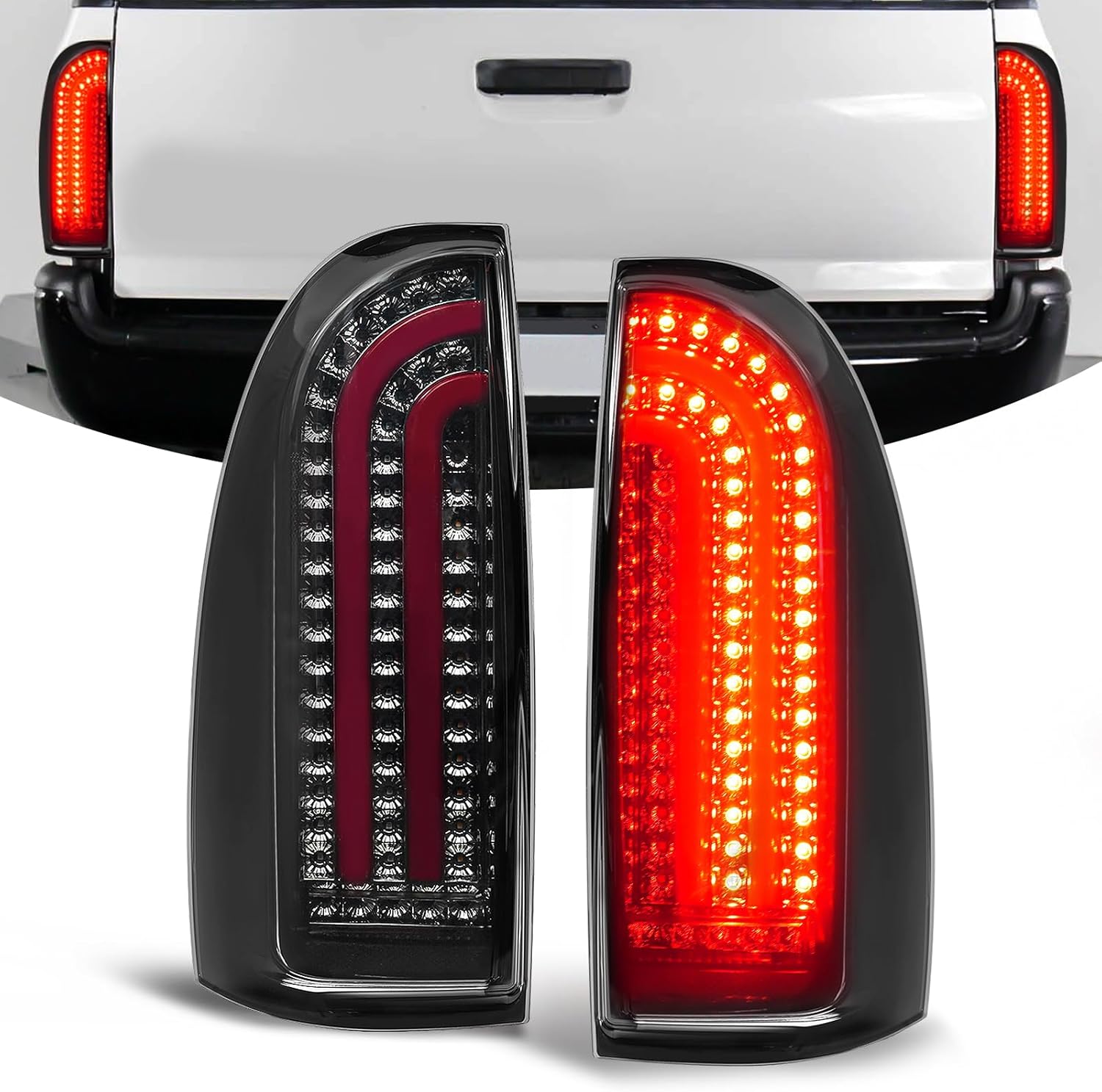 Mcooo Dynamic Smoked LED Tail Lights for 2005-2015 Toyota Tacoma - Bright Brake, Turn Signal, Reverse Lights with Sequential Animation | IP67 Waterproof