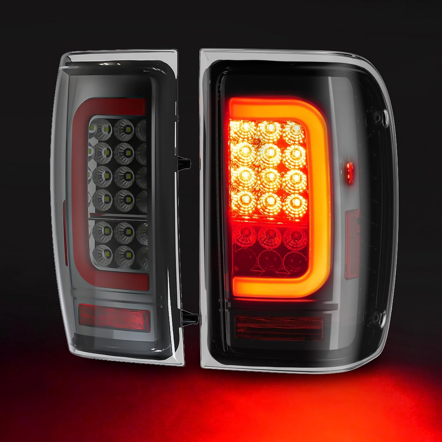 Mcooo Full Led Tail Lights Compatible with Ford Ranger 2001-2011 Turn Signal, Brake Light, Reverse Light Rear Light Assembly Smoked