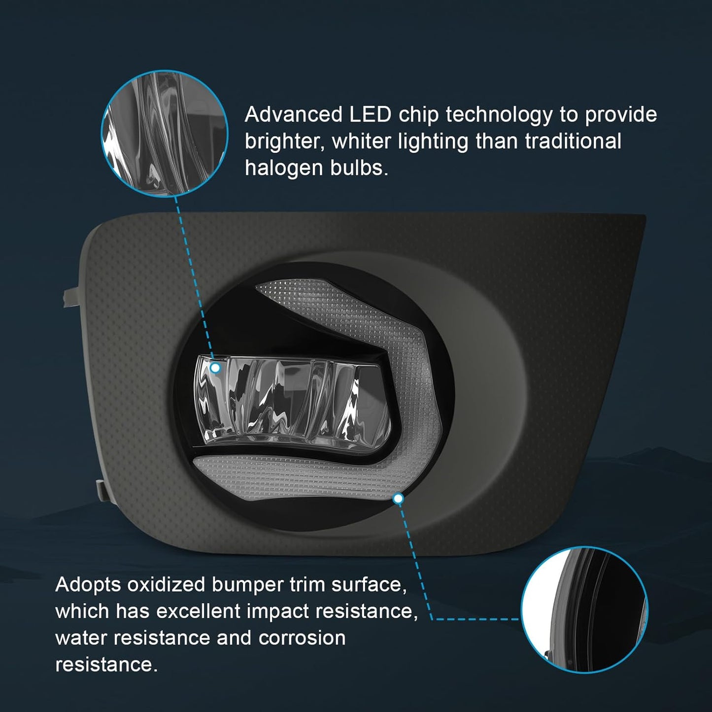 mcooo LED Fog Lights for 2006 2007 2008 2009 Toyota 4Runner, Front Driving Fog Light Lamps | Assembly Replacement Kit | Clear Lens
