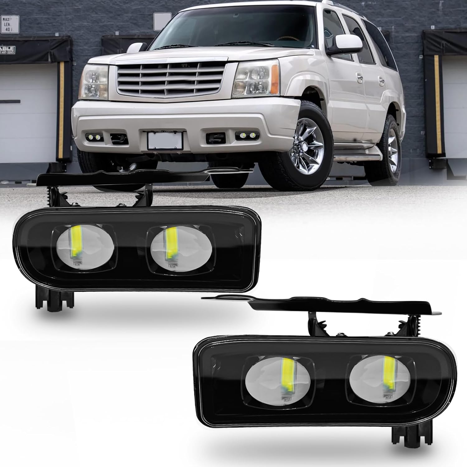 Mcooo LED Fog Lights for 2002-2006 Cadillac Escalade/EXT, 2003-2006 Escalade ESV, Led Fog Lamps front Bumper Driving Light,Plug and Play