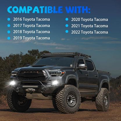 mcooo LED Fog Lights,Compatible with 2016-2023 Toyota Tacoma(Fits SR,SR5 Model Only), Front Bumper Driving Light, with Wiring Harness, Switch,Easy to Install (Black Bezels)
