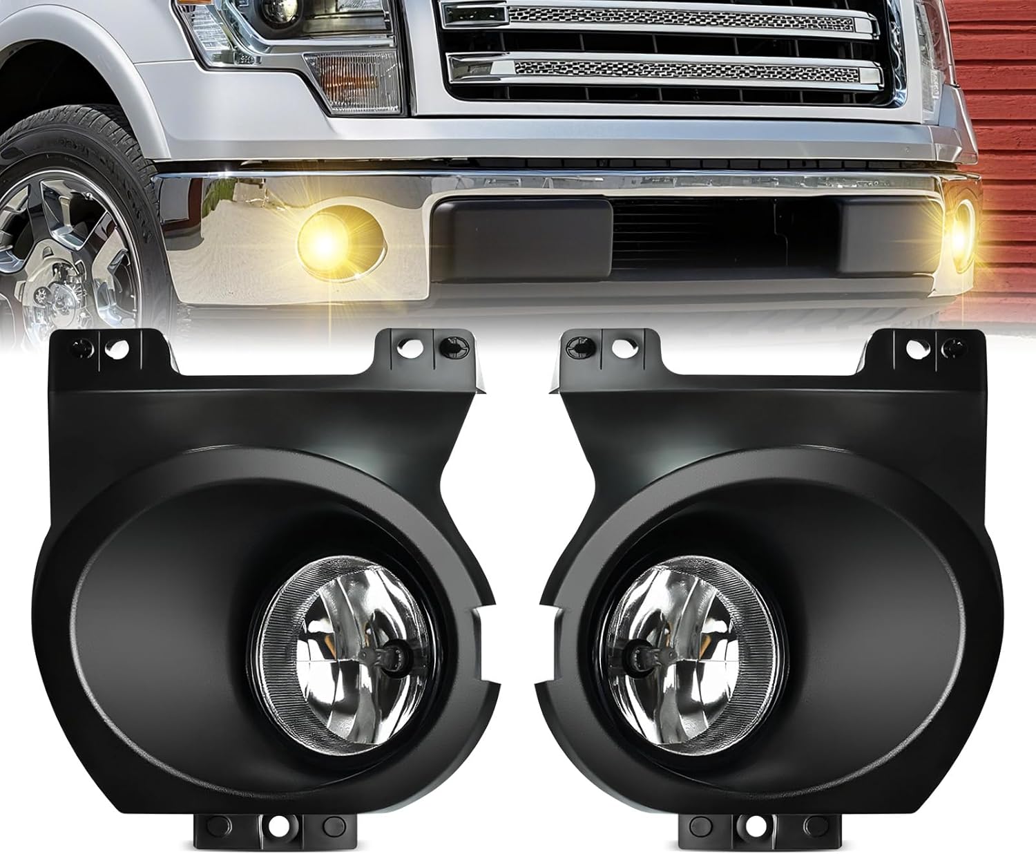 Mcooo LED Fog Lights Compatible with 2011 2012 2013 2014 Ford F150/F250 /F350/F450/F550 Bumper Driving Fog Lamp Assembly Replacement DOT Approved（1 Pair）