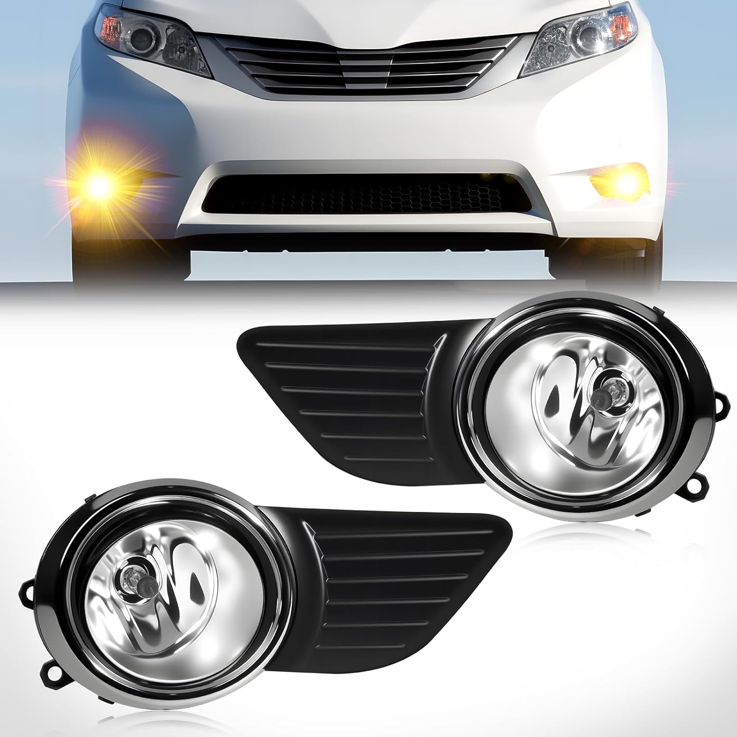 Mcooo LED Fog Lights Compatible With 2012-2016 Sienna Se Front Bumper Driving Fog Lamps for Passenger and Driver Side (Clear Lens)