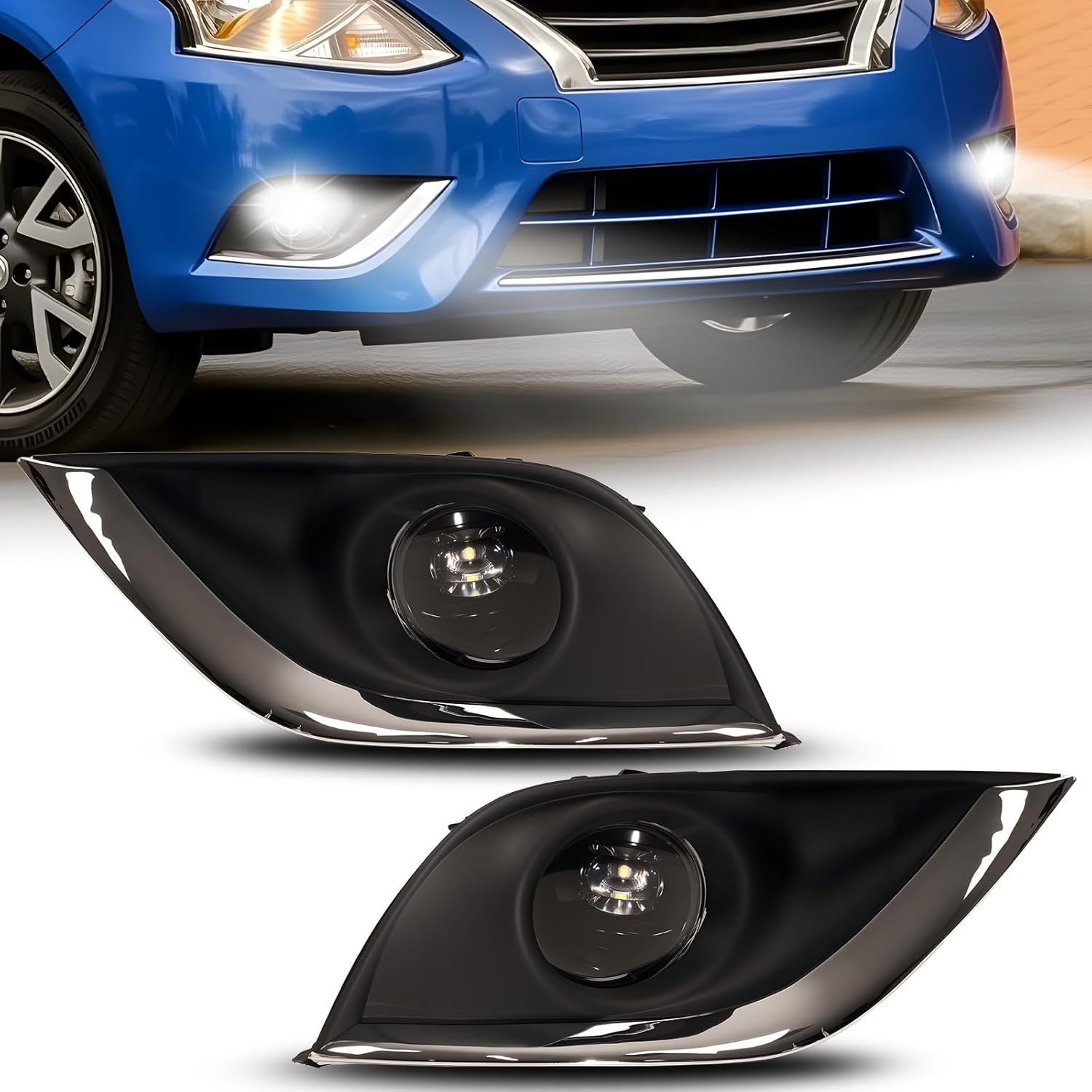 2015-2019 Nissan Sunny / Versa Sedan LED Fog Lights | Front Bumper | Clear Lens