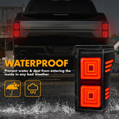 Full LED Tail Lights for 2015-2020 Ford F150, Unique Shaped Attractive Design Tail Lamp, Turn Signal Reverse Brake Rear Lights Assembly