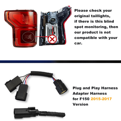 Full LED Tail Lights for 2015-2020 Ford F150, Unique Shaped Attractive Design Tail Lamp, Turn Signal Reverse Brake Rear Lights Assembly