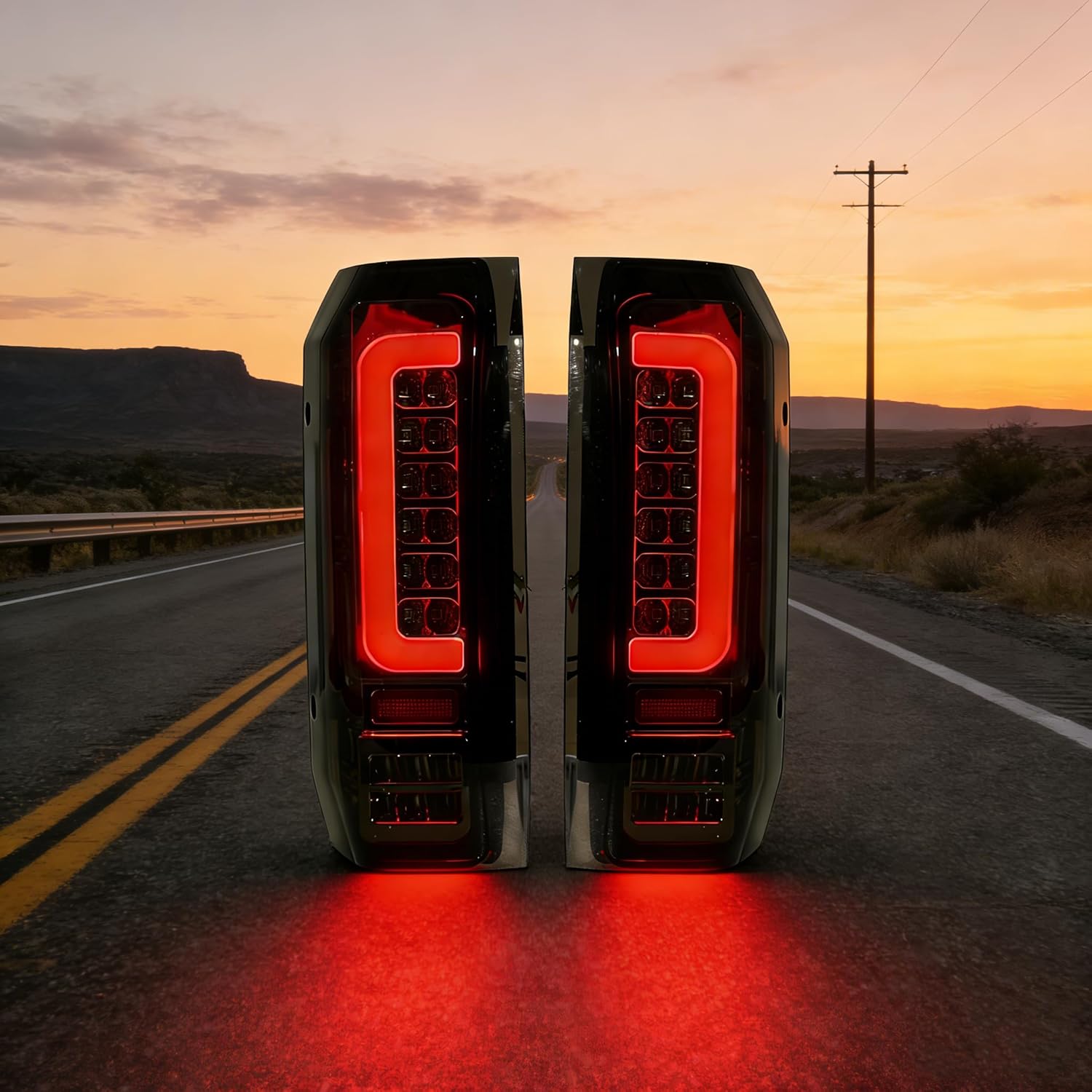 1989-1996 Ford F-150/Bronco/F-250/F-350 C-Shape LED Tail Lights – Started Animation, Smoked