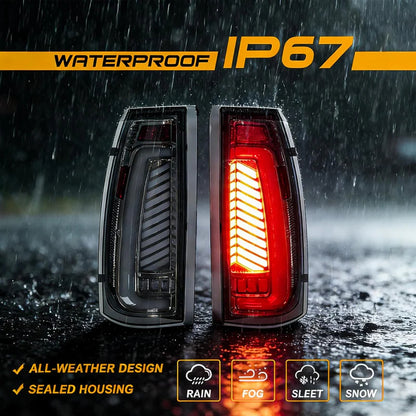 MCOOO LED Tail Lights for 1988-1999 Chevrolet GMC C/K Pickup Truck – Sequential Turn Signal Rear Brake Reverse Lamps Fit Silverado Tahoe Suburban Sierra Yukon