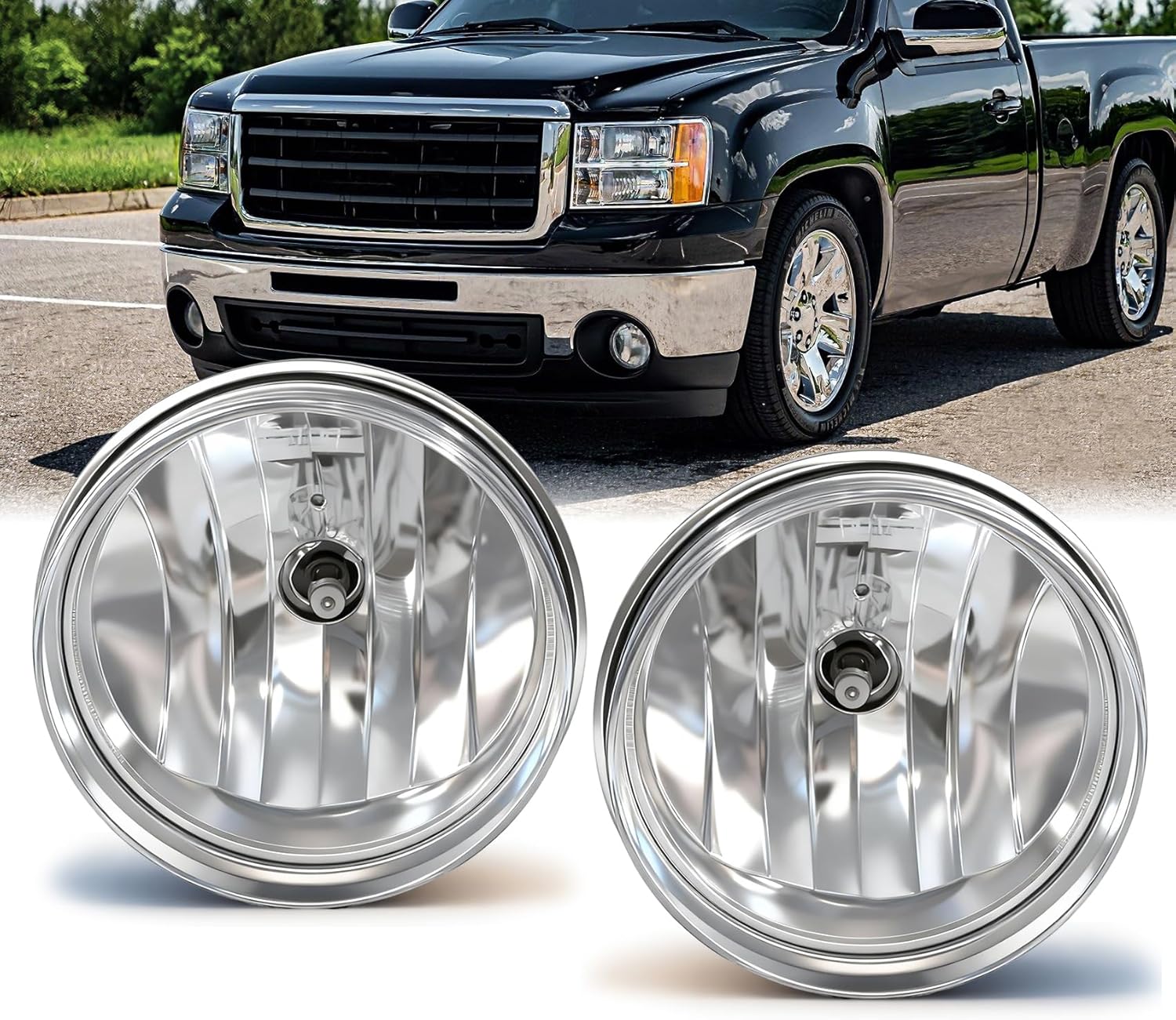 Mcooo Halogen Fog Lights-For 2007-2013 GMC Sierra 1500,2007-2014 GMC Sierra 2500 3500HD (Not For Classic Models), Fog Light Assembly Replacement, Easy to Install