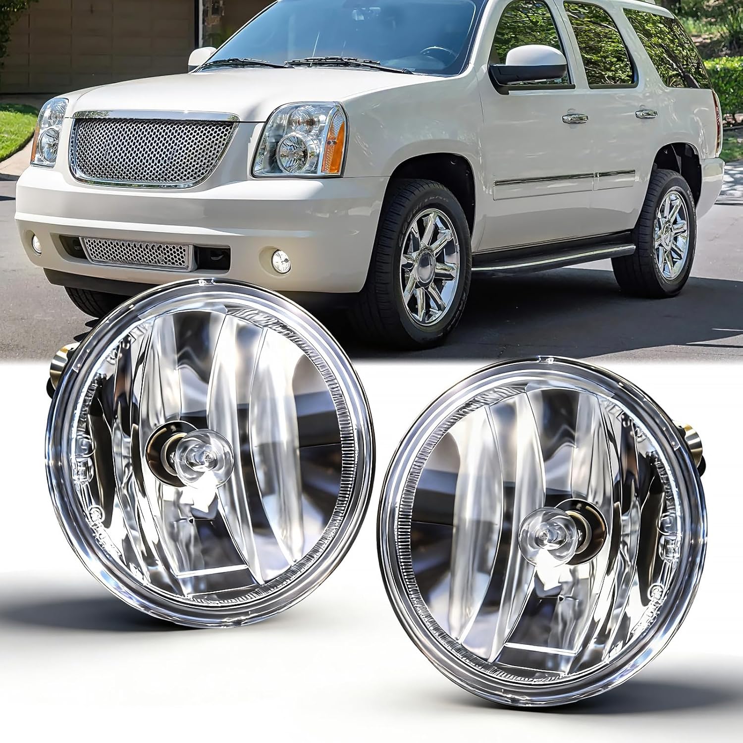 Mcooo Fog Lights Compatible with 07-13 Chevy Avalanche 07-14 Suburban Tahoe GMC Yukon/XL 14 Sierra 1500/15 2500HD/15 3500 HD, Driving Fog Lights Assembly, Upgrade and Modified 1 Pair Fog Lamps