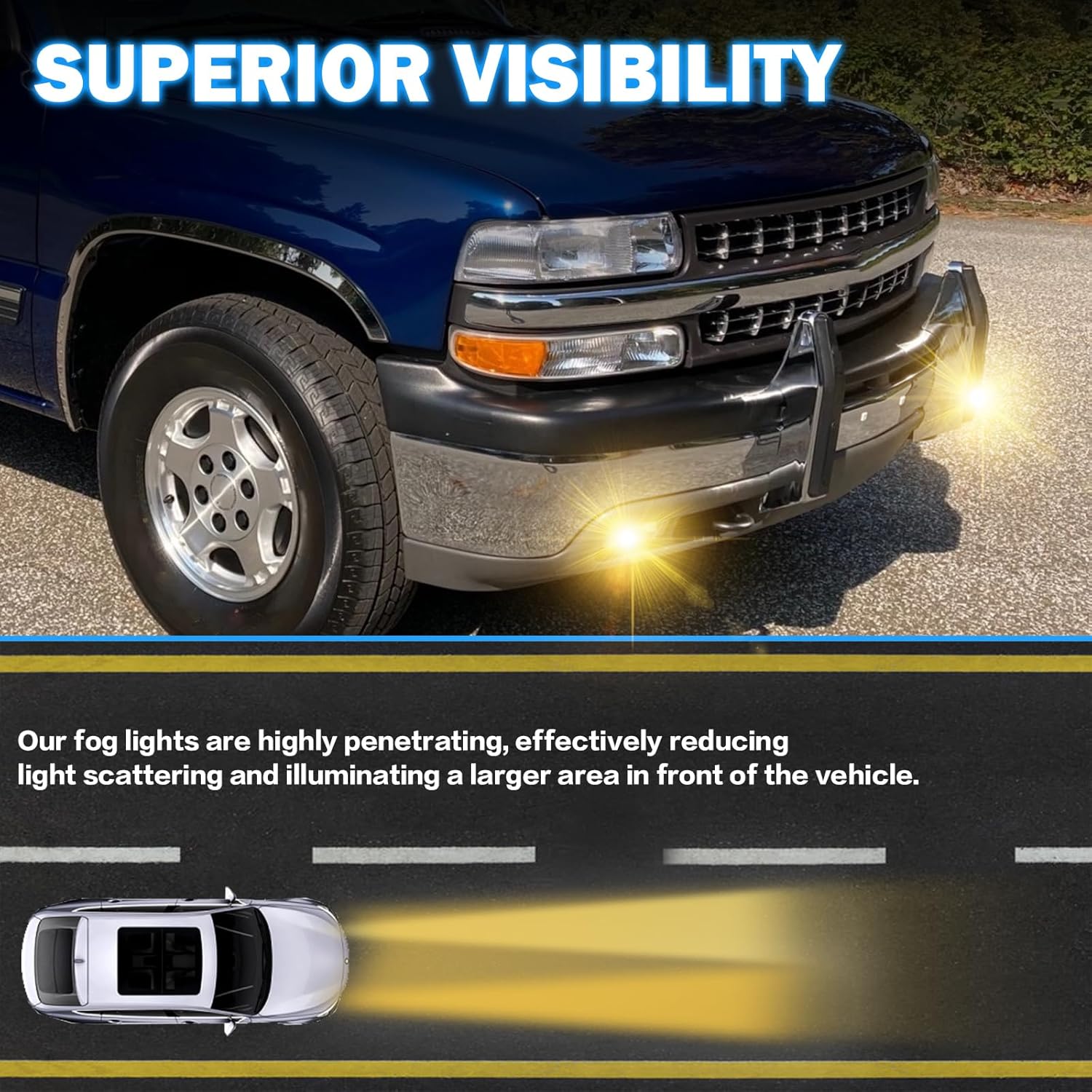 MCOOO Fog Lights Assembly with Halogen Bulbs for 1999-2002 Chevrolet Silverado 1500/2500, 2001-2002 Silverado 1500HD/2500HD/3500, 2000-2006 Tahoe/Suburban 1500/2500 – Front Bumper Fog Lamps, Left & Right Side