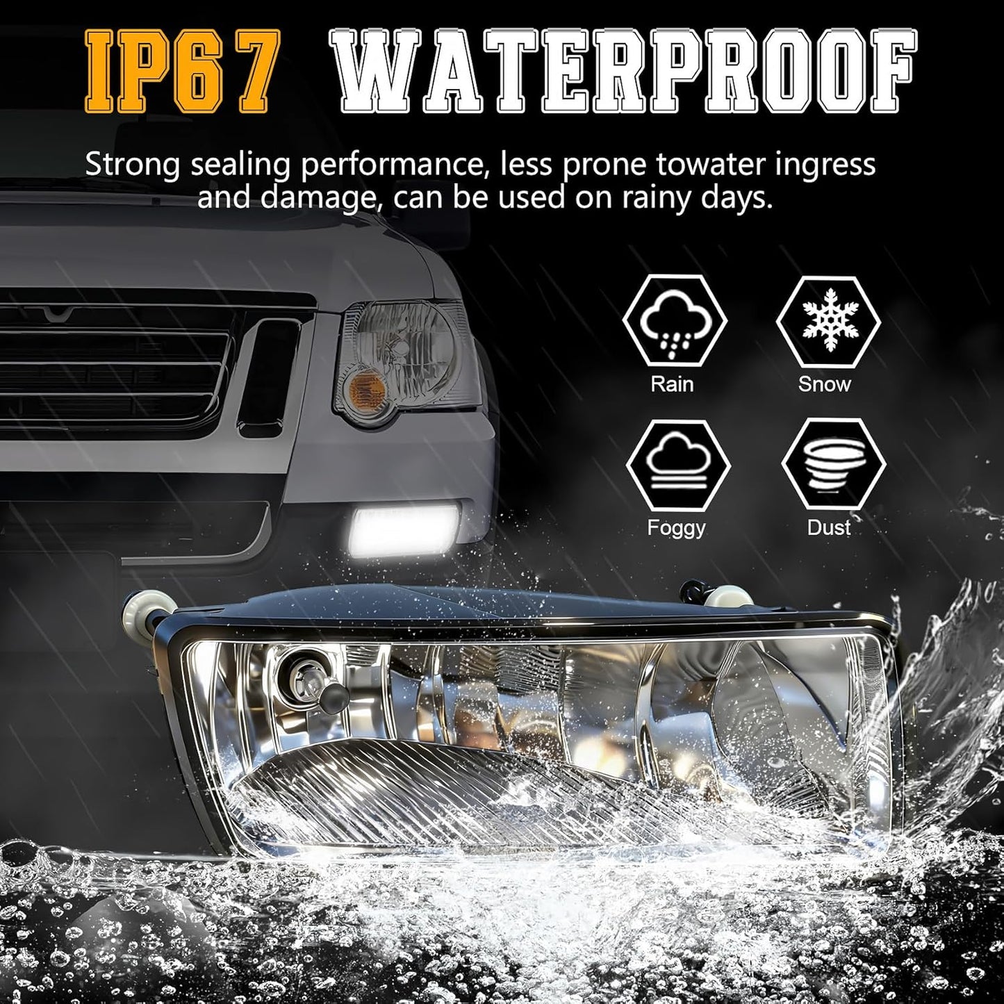 mcooo 2006-2010 Ford Explorer Fog Lights Pair - Direct Replacement for Original for Lights- Fits 2008-2010 Explorer Sport Trac - OEM Style Clear Lens, Weatherproof Housing (Driver & Passenger Side)