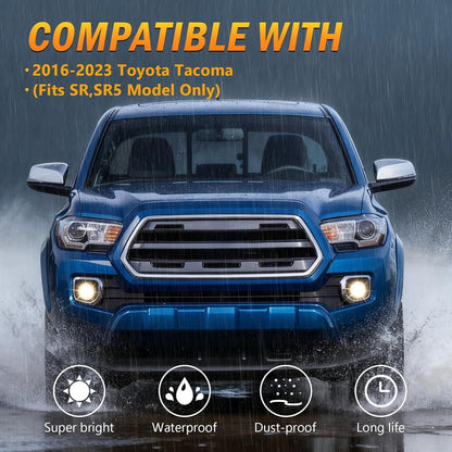 mcooo Halogen Fog Lights,Compatible with 2016-2023 Toyota Tacoma(Fits SR,SR5 Model Only), Front Bumper Driving Light, with Wiring Harness, Switch,Easy to Install (Chorme Bezels)