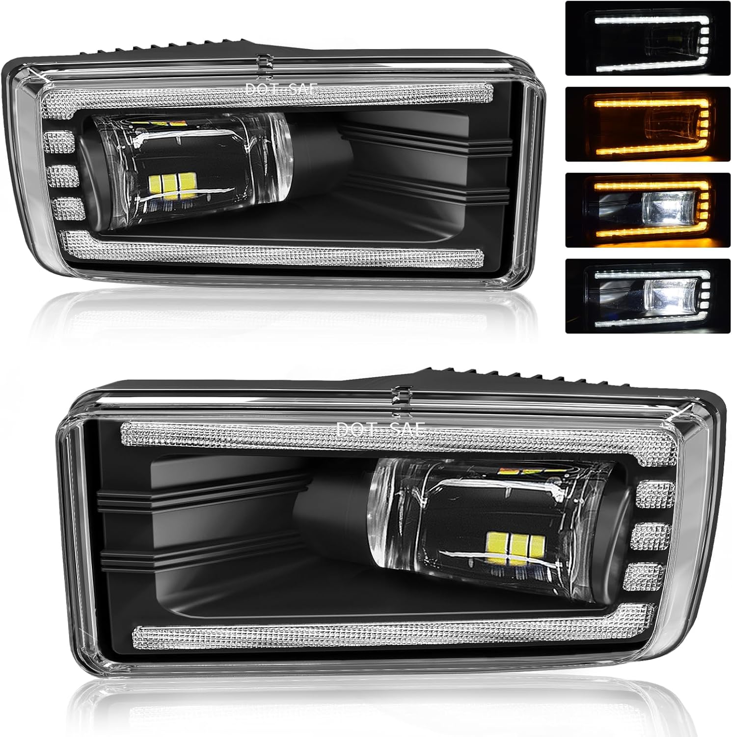 Mcooo LED Fog Lights Assembly for Chevy 2007-2015 Silverado,2007-2013 Avalanche,2007-2020 Tahoe,2007-2015 Suburban Daytime Running Light Turn Signal for Chevrolet 1 Pair Fog Lamps