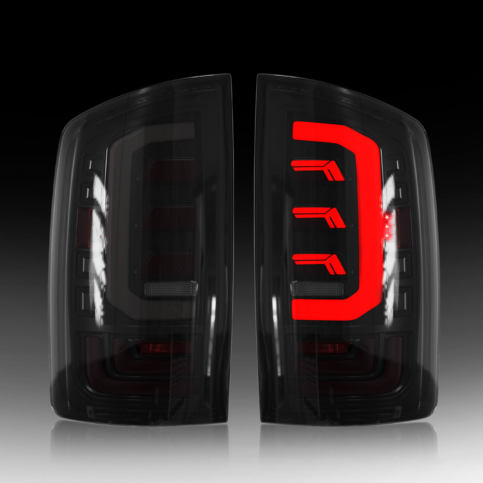 2003-2006 Dodge Ram 1500/2500/3500 Sequential Full LED Tail Lights Assembly – Starting Animated, Smoked